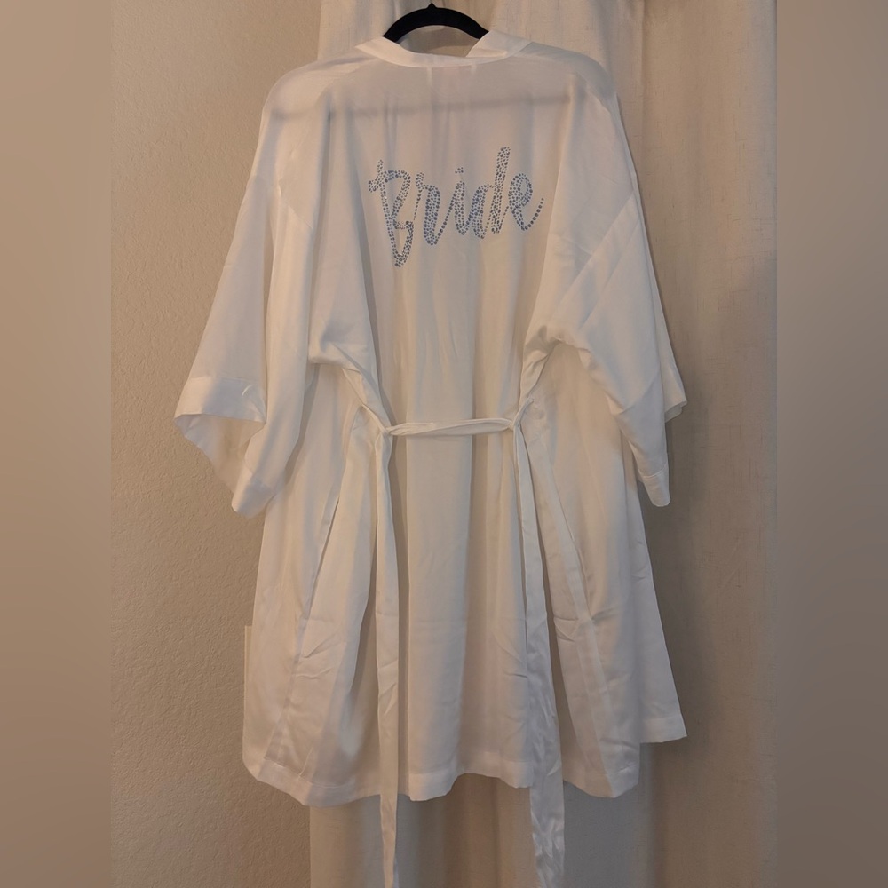 Victoria Secret Bride Satin Robe and wristlet bundle